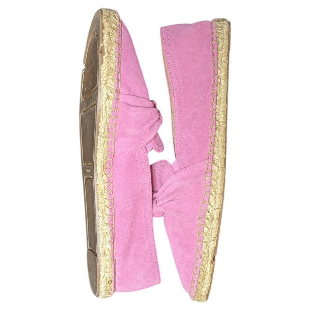 Talbots | Izzy Pink Leather Suede Cinched Flat Espadrilles Women's Size 9.5 - Picture 7 of 9